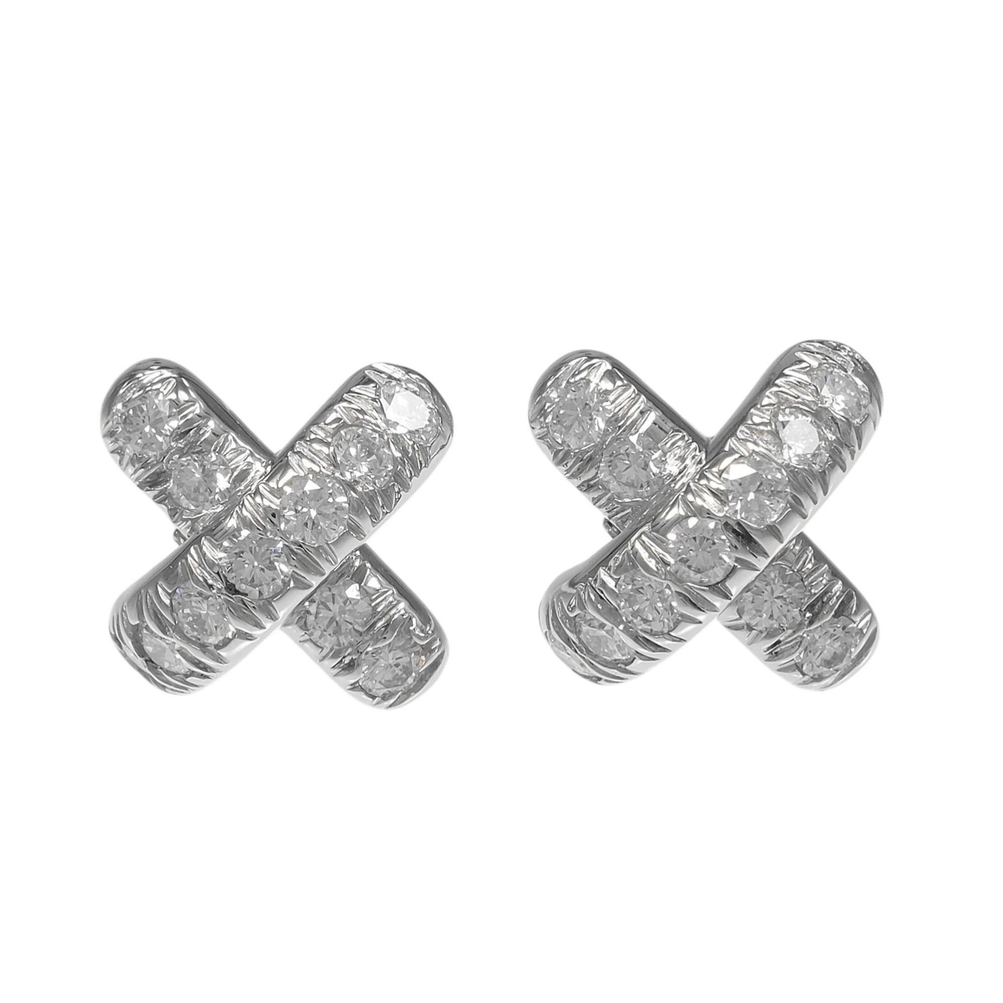 Tiffany & Co. Tiffany & Co. Cross-stitch Earrings, Platinum 950, Diamond, Approx. 3.42g. Size ONE SIZE - 8 Thumbnail