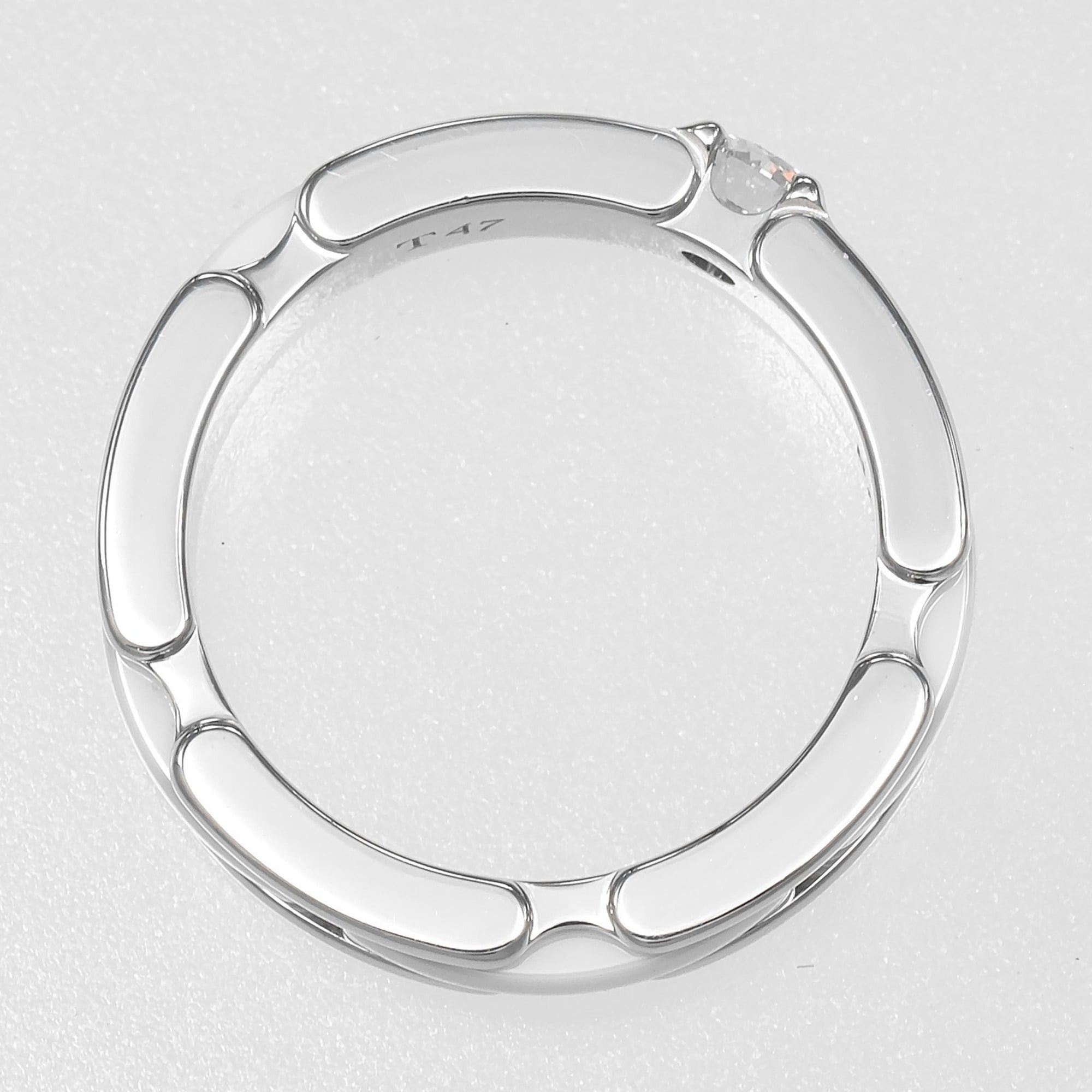 Chanel Chanel Ring, Size 7, Ultra Small, 18K White Gold, Diamond, Ceramic, Approx. 4.74g Size ONE SIZE - 7 Thumbnail