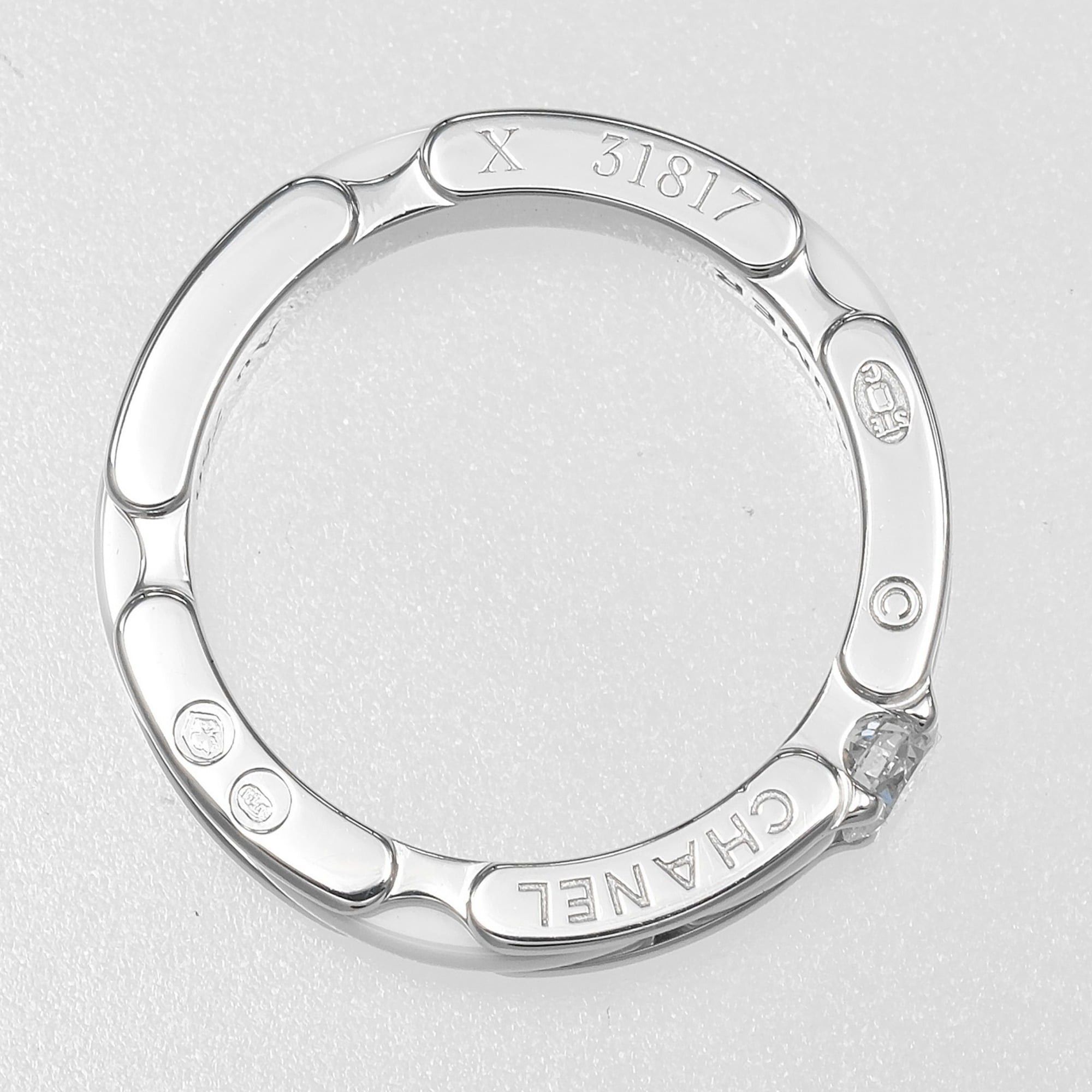 Chanel Chanel Ring, Size 7, Ultra Small, 18K White Gold, Diamond, Ceramic, Approx. 4.74g Size ONE SIZE - 8 Thumbnail