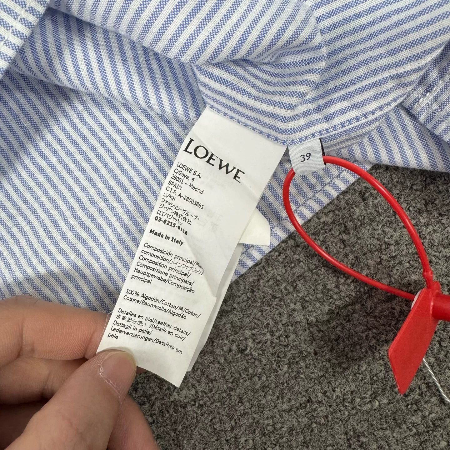 Loewe Loewe Leather Pocket Embossed Logo Stripe Shirt Size US M / EU 48-50 / 2 - 7 Thumbnail