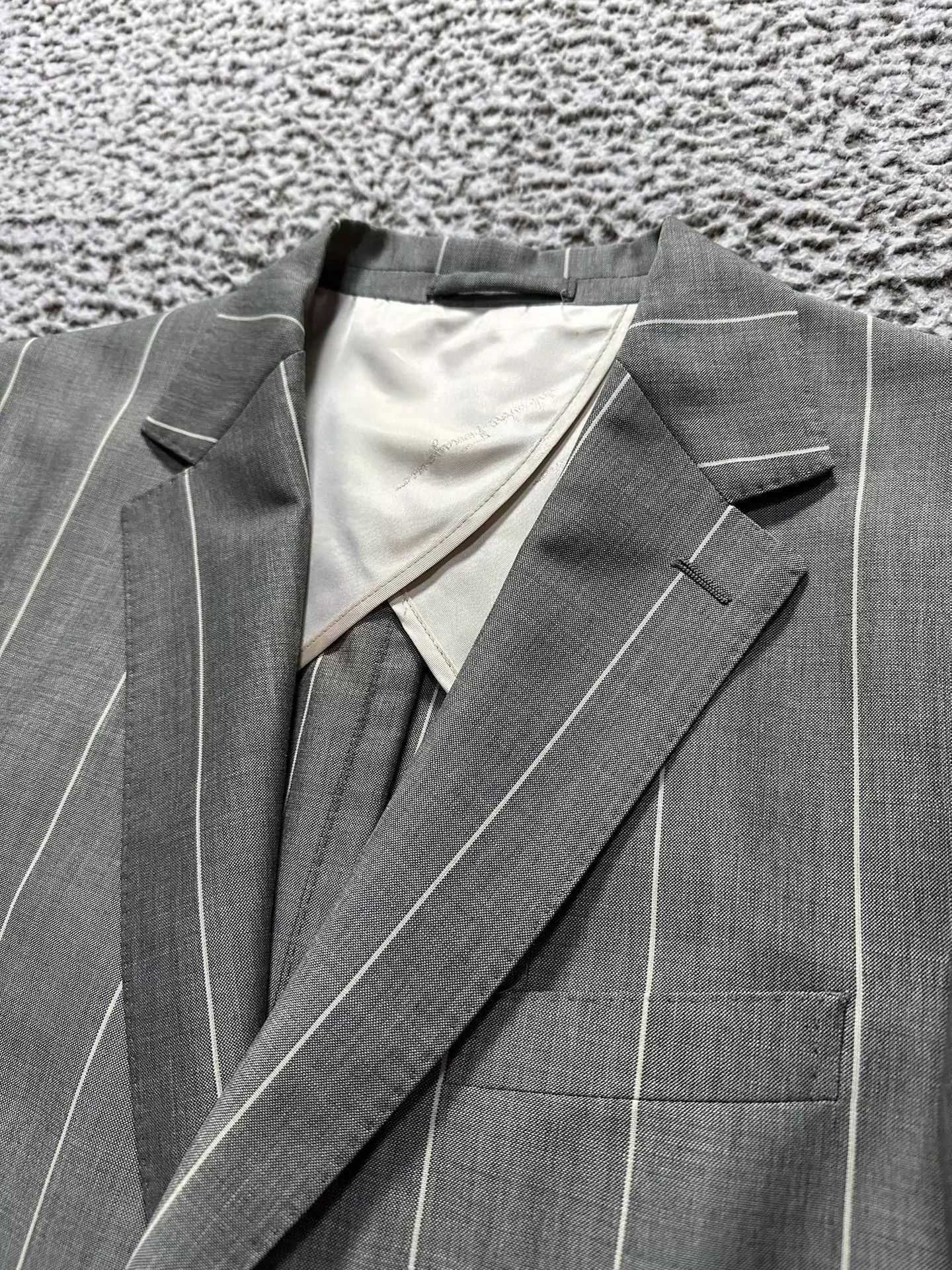 Salvatore Ferragamo Gray Striped Single-Breasted Blazer Size US M / EU 48-50 / 2 - 6 Thumbnail