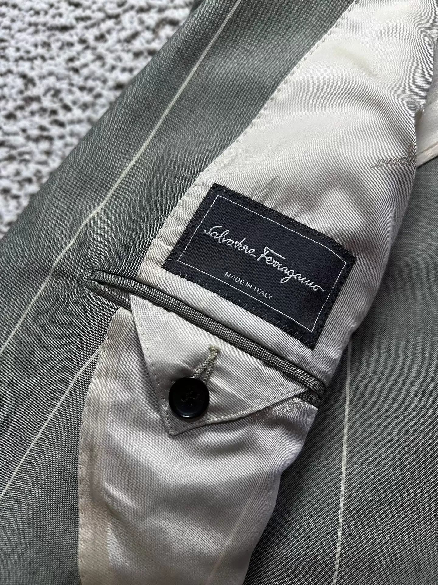 Salvatore Ferragamo Gray Striped Single-Breasted Blazer Size US M / EU 48-50 / 2 - 5 Thumbnail