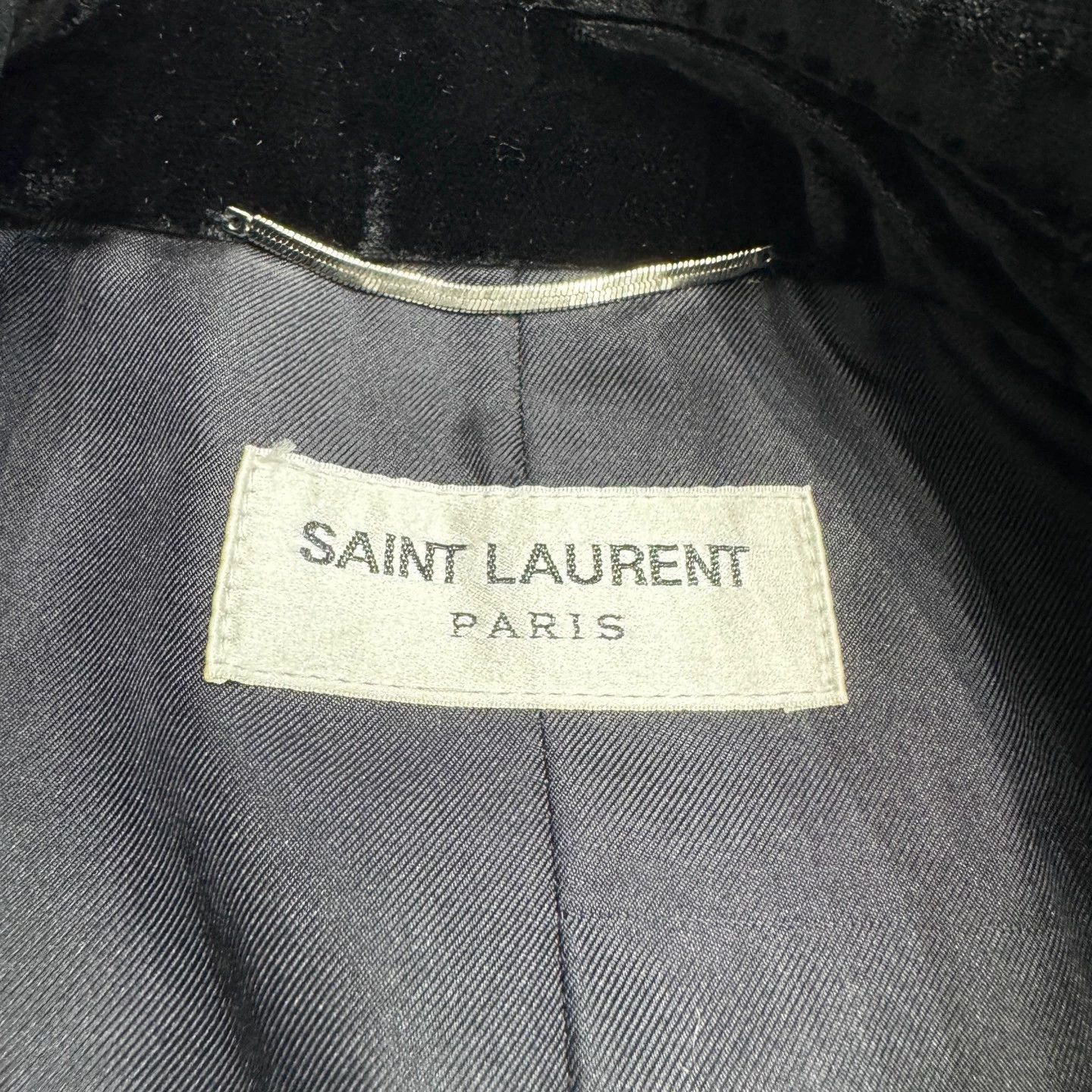 Saint Laurent Paris Black Double-Breasted Velvet Blazer Size US M / EU 48-50 / 2 - 2 Thumbnail