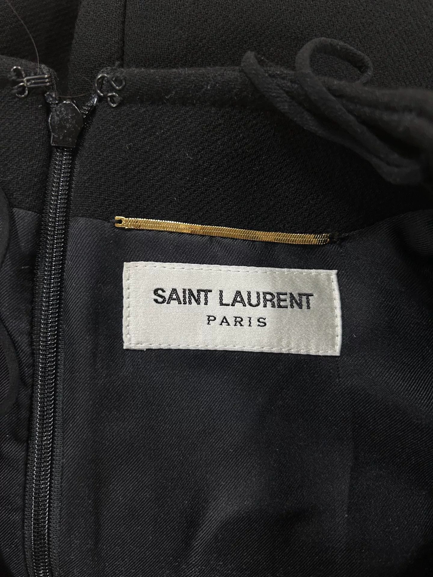 Saint Laurent Paris Saint Laurent Black V-Neck Wool Dress Size S / US 4 / IT 40 - 6 Thumbnail