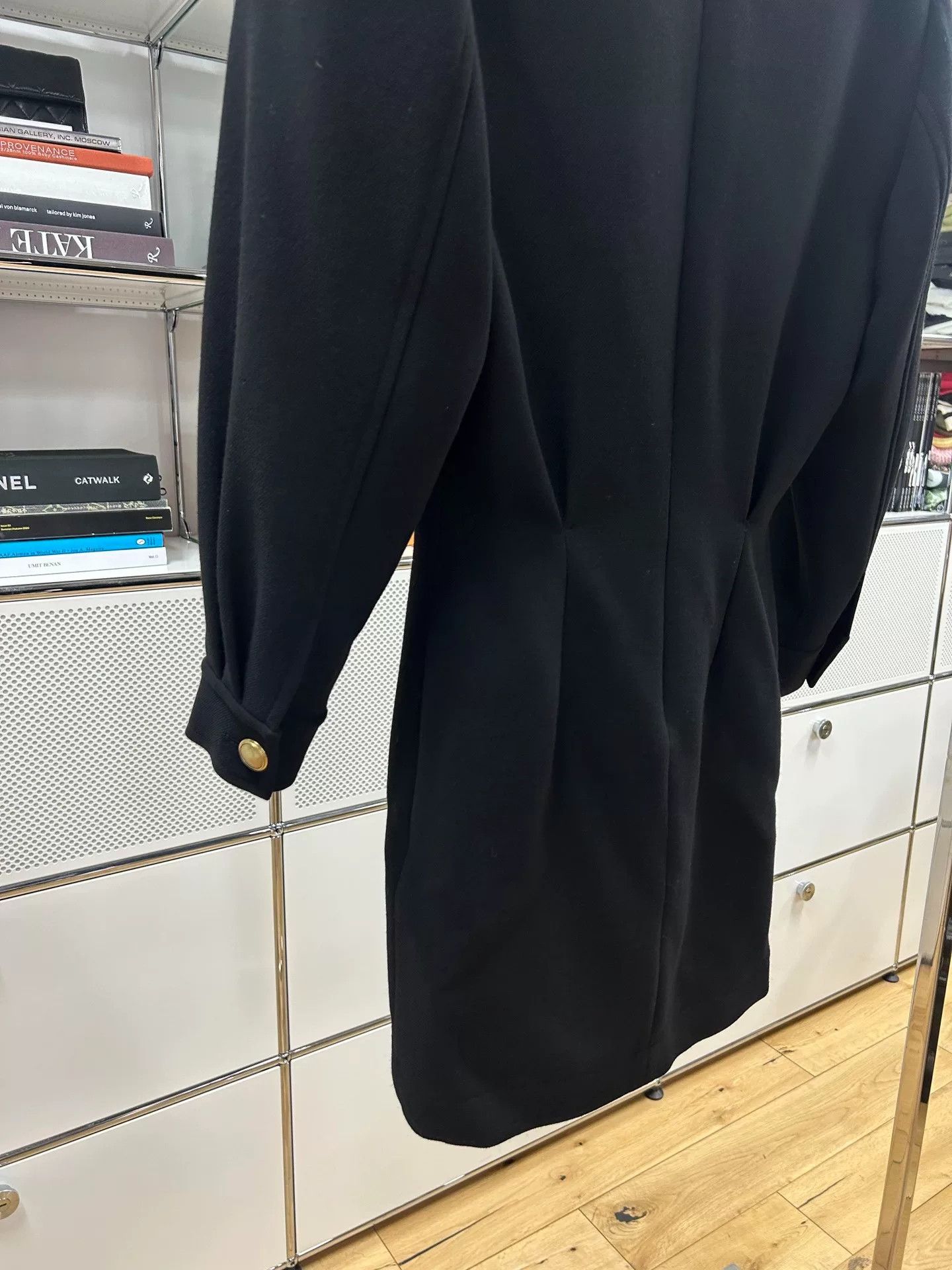 Saint Laurent Paris Saint Laurent Black V-Neck Wool Dress Size S / US 4 / IT 40 - 5 Thumbnail