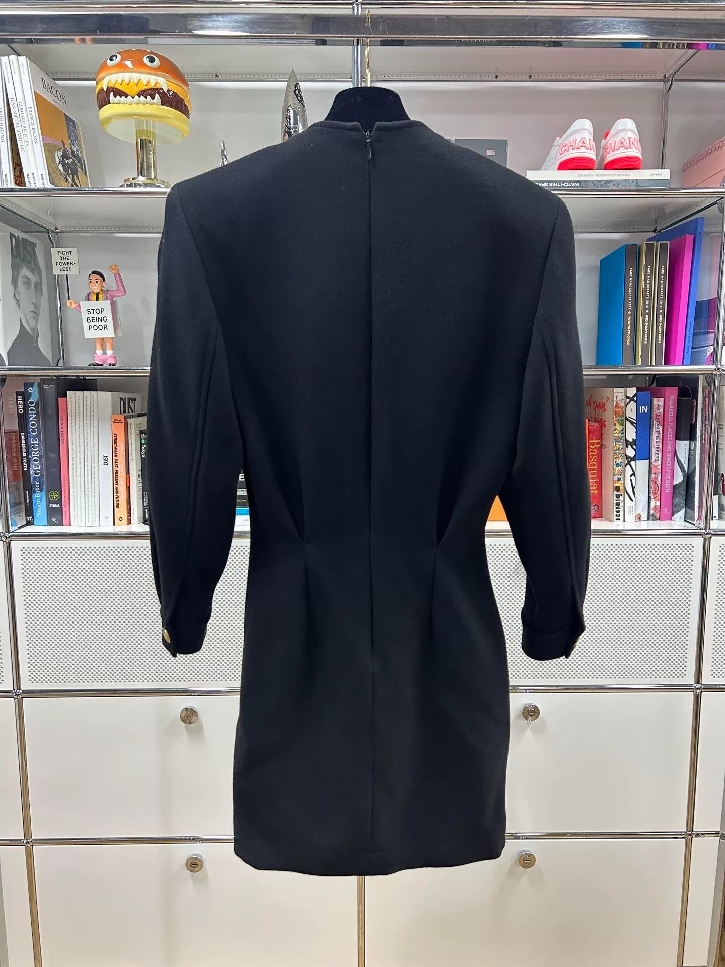Saint Laurent Paris Saint Laurent Black V-Neck Wool Dress Size S / US 4 / IT 40 - 3 Thumbnail