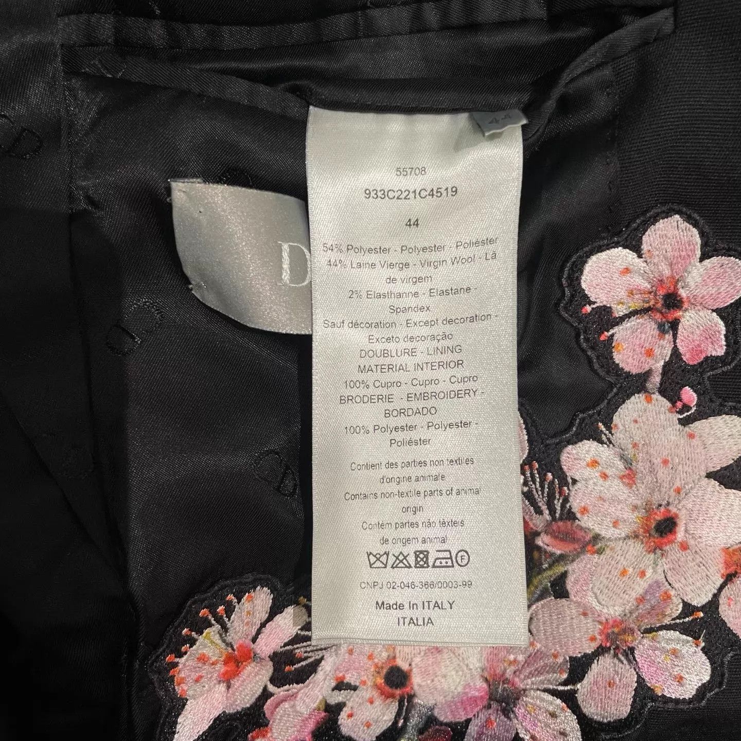 Dior Black Blazer with Floral Accent Lining Size US M / EU 48-50 / 2 - 6 Thumbnail
