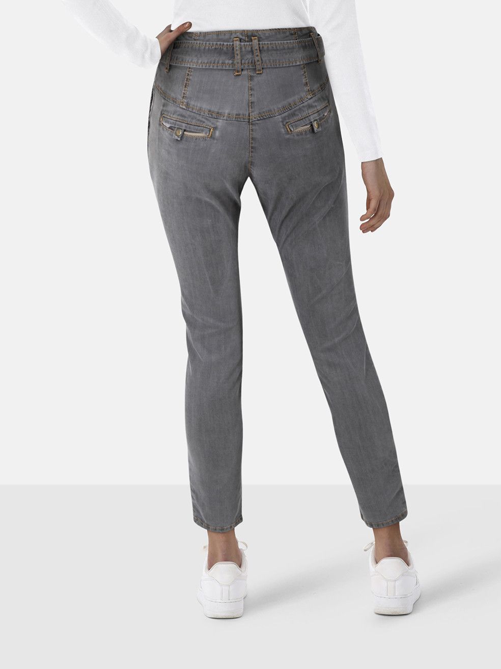 Burberry Grey Lightweight Denim Belted Jeans Size 25" / US 0 / IT 36 - 2 Thumbnail