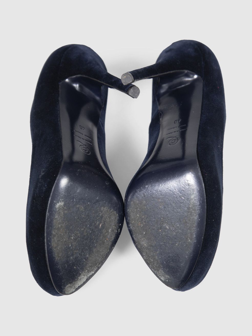 Alexander McQueen Navy Velvet Peep Toe Heels Size US 10 / IT 40 - 5 Thumbnail