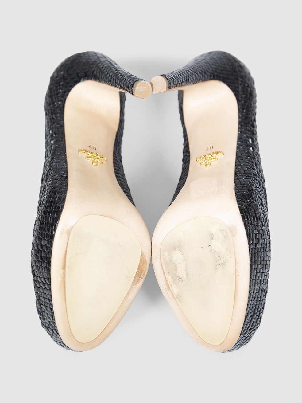 Prada Black Woven Leather Russell Pumps Size US 10 / IT 40 - 5 Thumbnail
