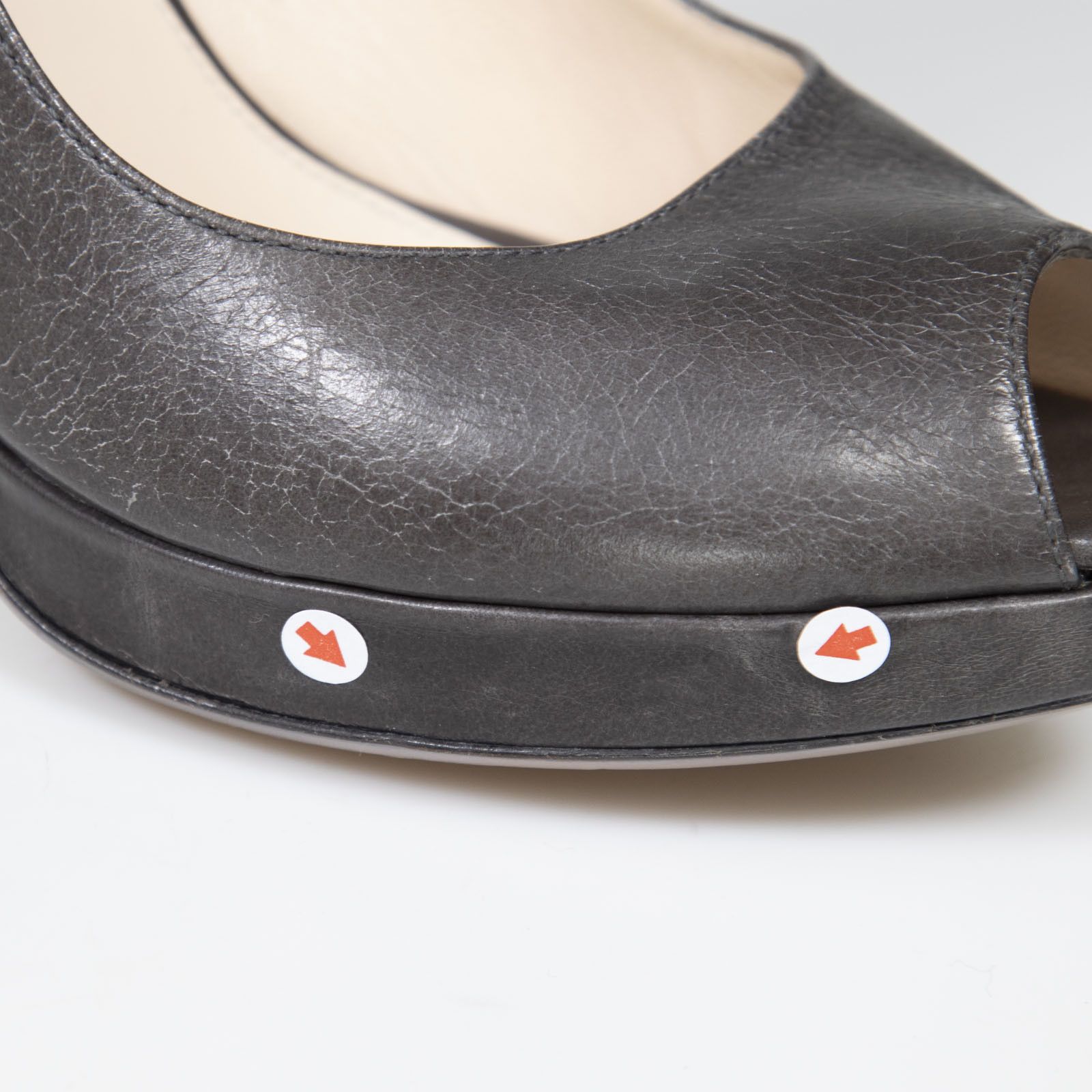 Prada Graphite Leather Peep Toe Heels Size US 10 / IT 40 - 11 Thumbnail