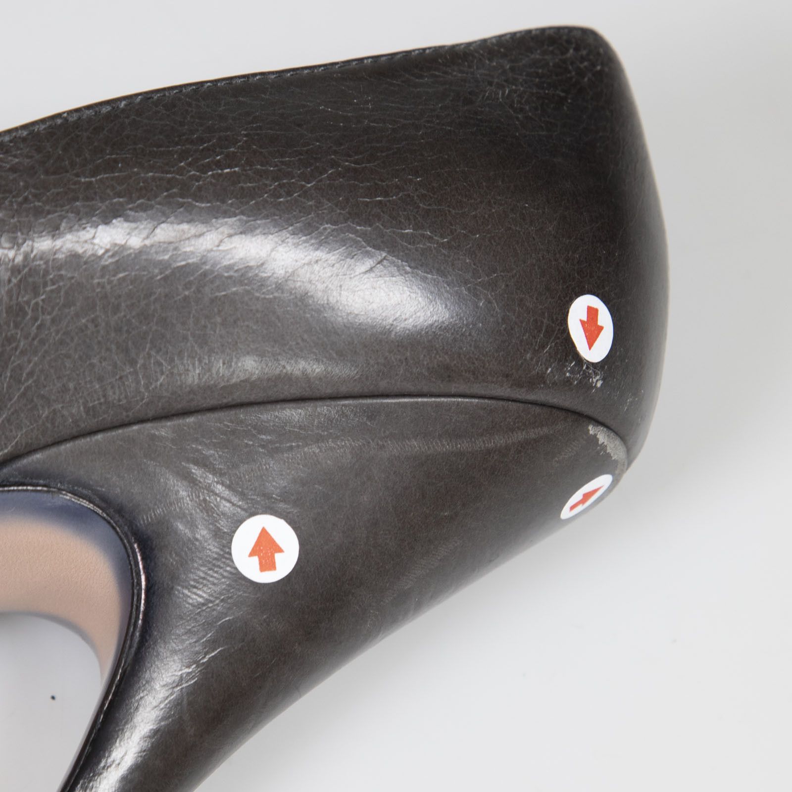 Prada Graphite Leather Peep Toe Heels Size US 10 / IT 40 - 14 Thumbnail