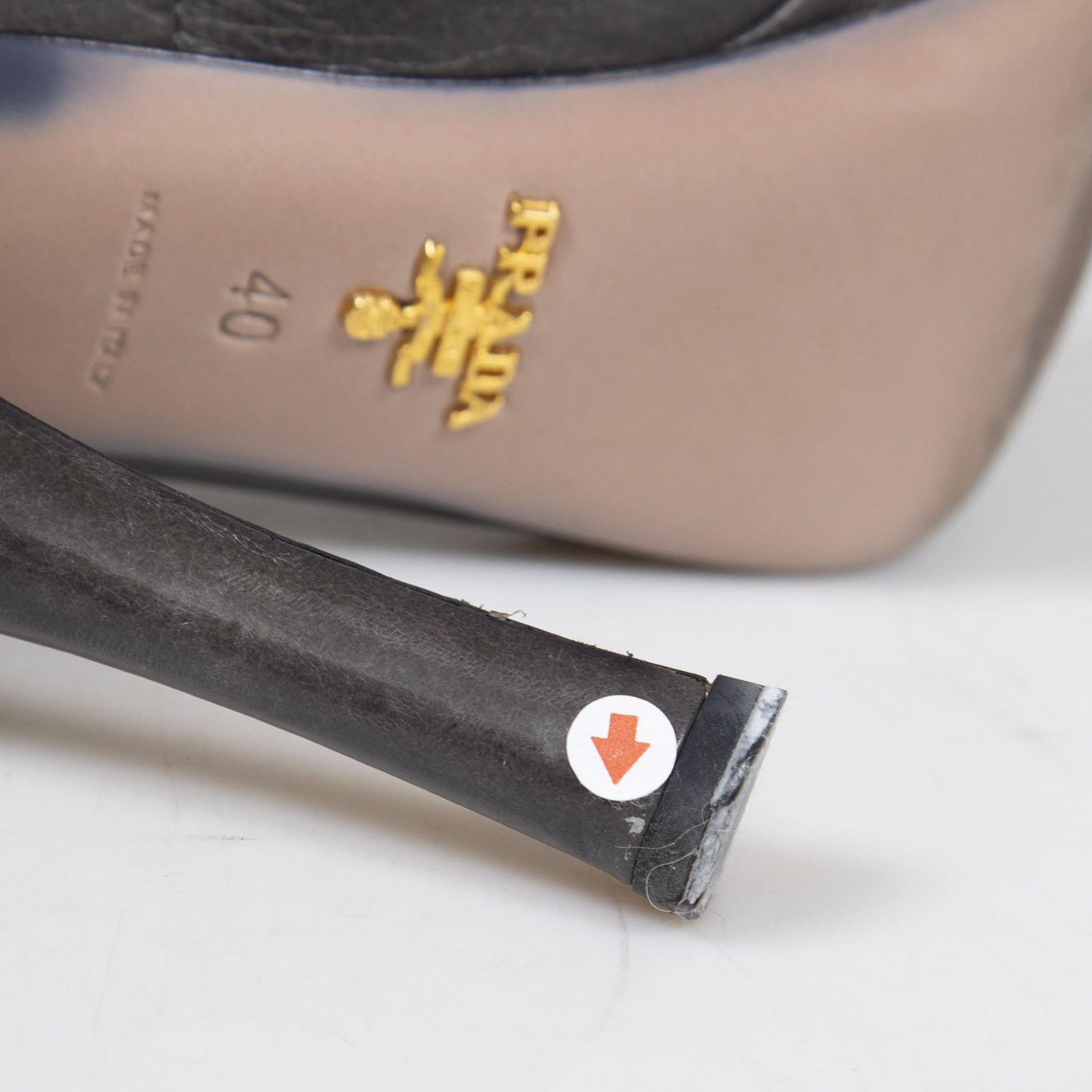 Prada Graphite Leather Peep Toe Heels Size US 10 / IT 40 - 17 Thumbnail
