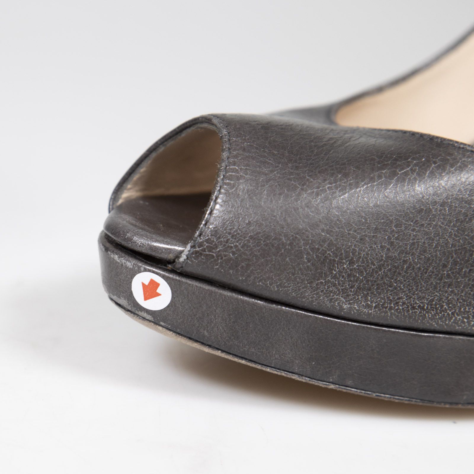 Prada Graphite Leather Peep Toe Heels Size US 10 / IT 40 - 12 Thumbnail