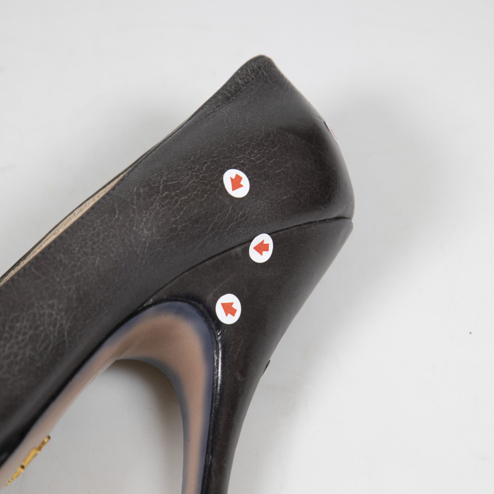 Prada Graphite Leather Peep Toe Heels Size US 10 / IT 40 - 20 Thumbnail