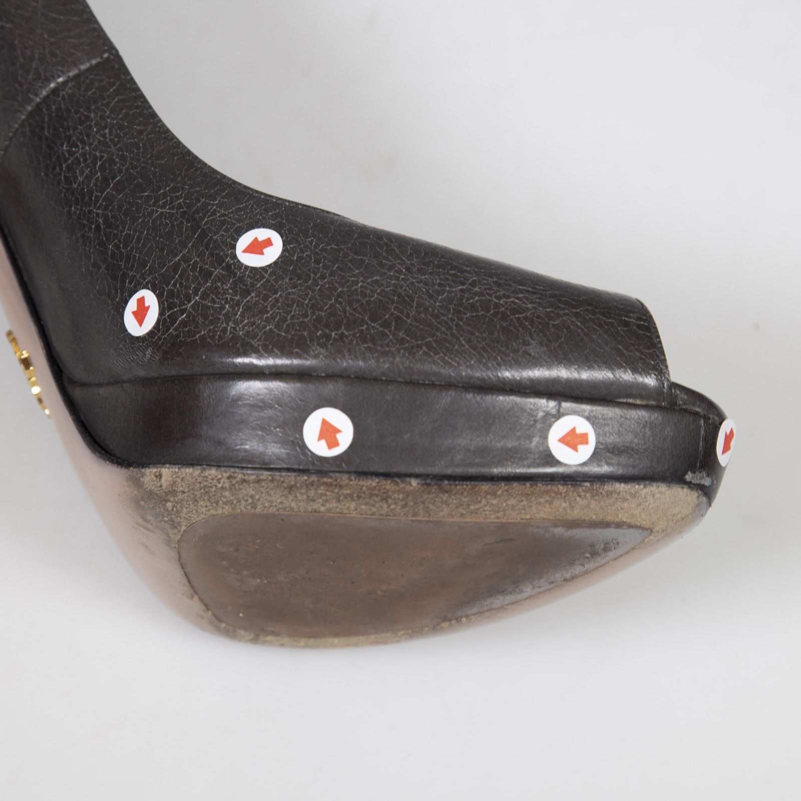 Prada Graphite Leather Peep Toe Heels Size US 10 / IT 40 - 18 Thumbnail