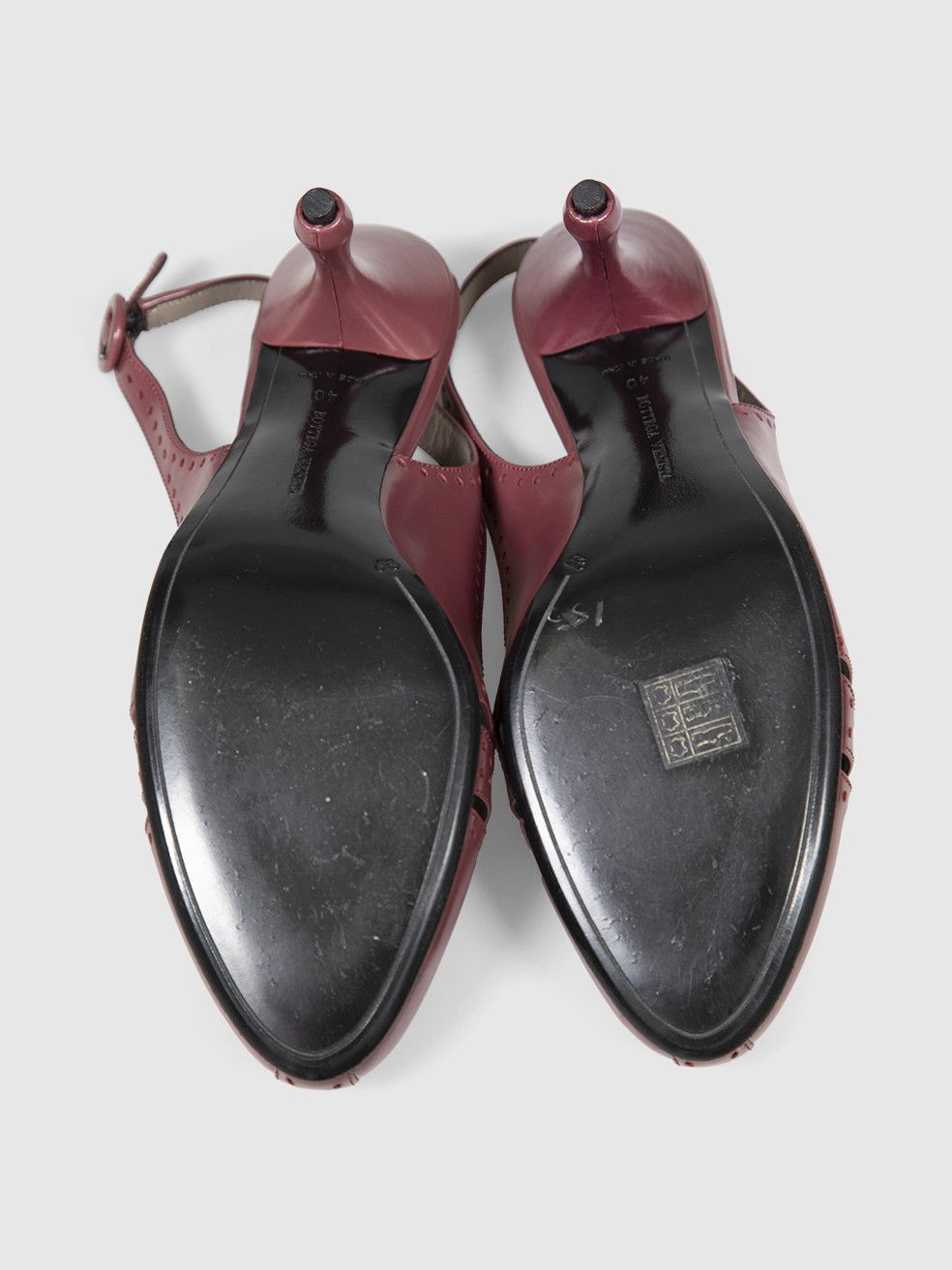Bottega Veneta Burgundy Leather Slingback Heels Size US 10 / IT 40 - 4 Thumbnail