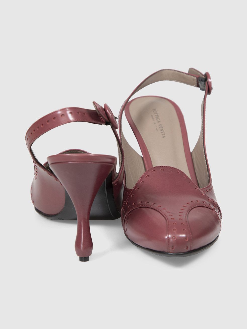 Bottega Veneta Burgundy Leather Slingback Heels Size US 10 / IT 40 - 3 Thumbnail