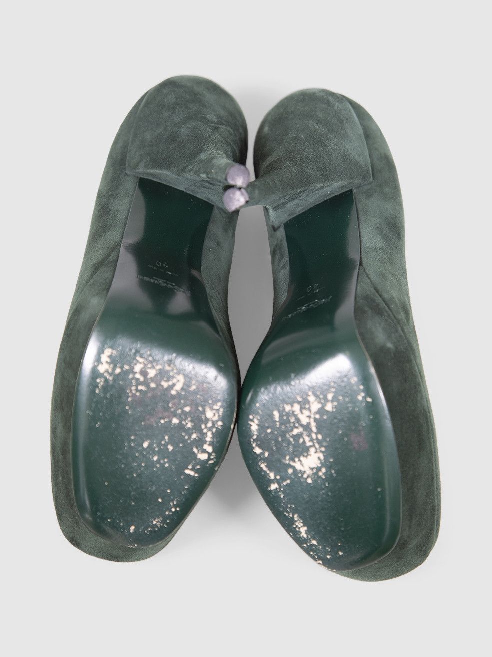 Saint Laurent Paris Green Suede Platform Pumps Size US 10 / IT 40 - 5 Thumbnail