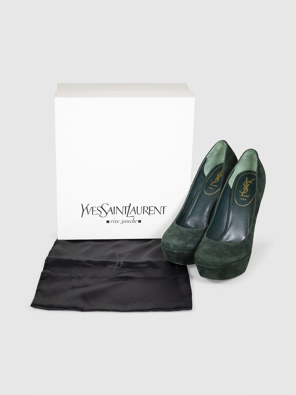 Saint Laurent Paris Green Suede Platform Pumps Size US 10 / IT 40 - 3 Thumbnail