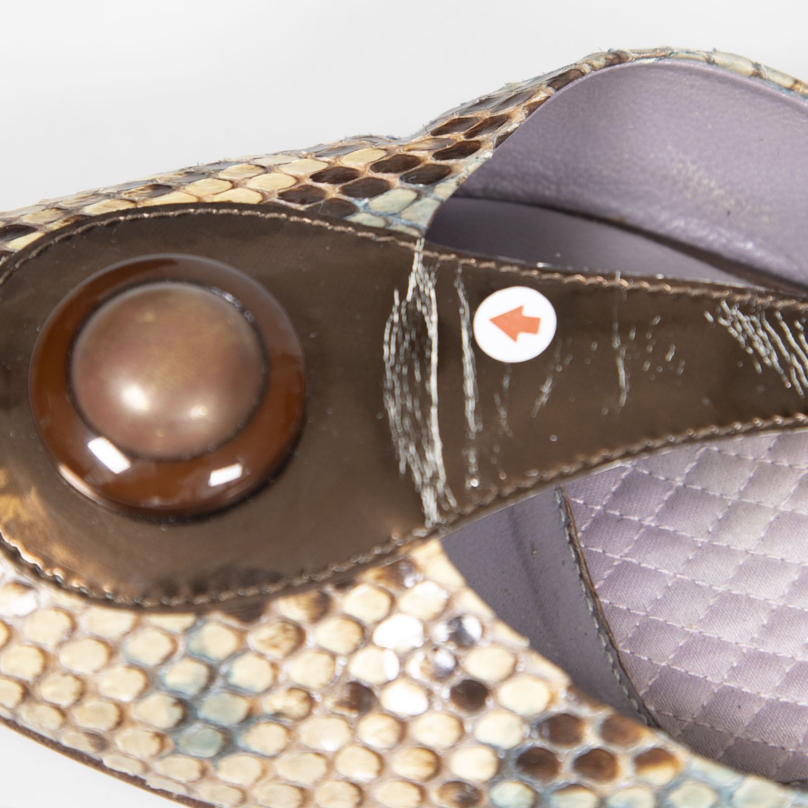 Anya Hindmarch Python Leather T-Strap Heels Size US 10 / IT 40 - 13 Thumbnail