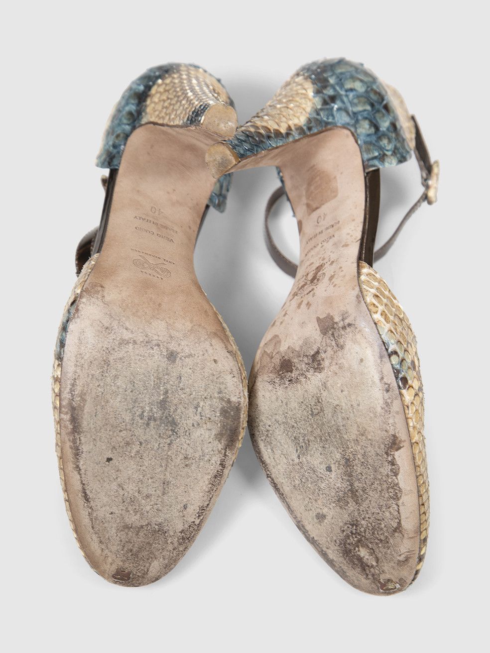 Anya Hindmarch Python Leather T-Strap Heels Size US 10 / IT 40 - 5 Thumbnail