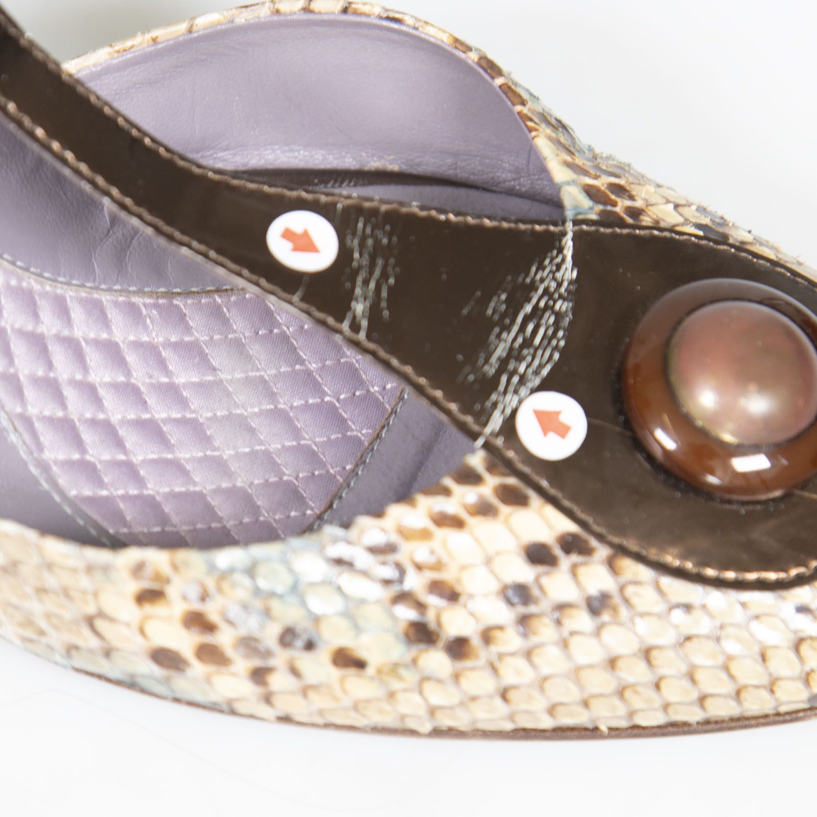 Anya Hindmarch Python Leather T-Strap Heels Size US 10 / IT 40 - 12 Thumbnail