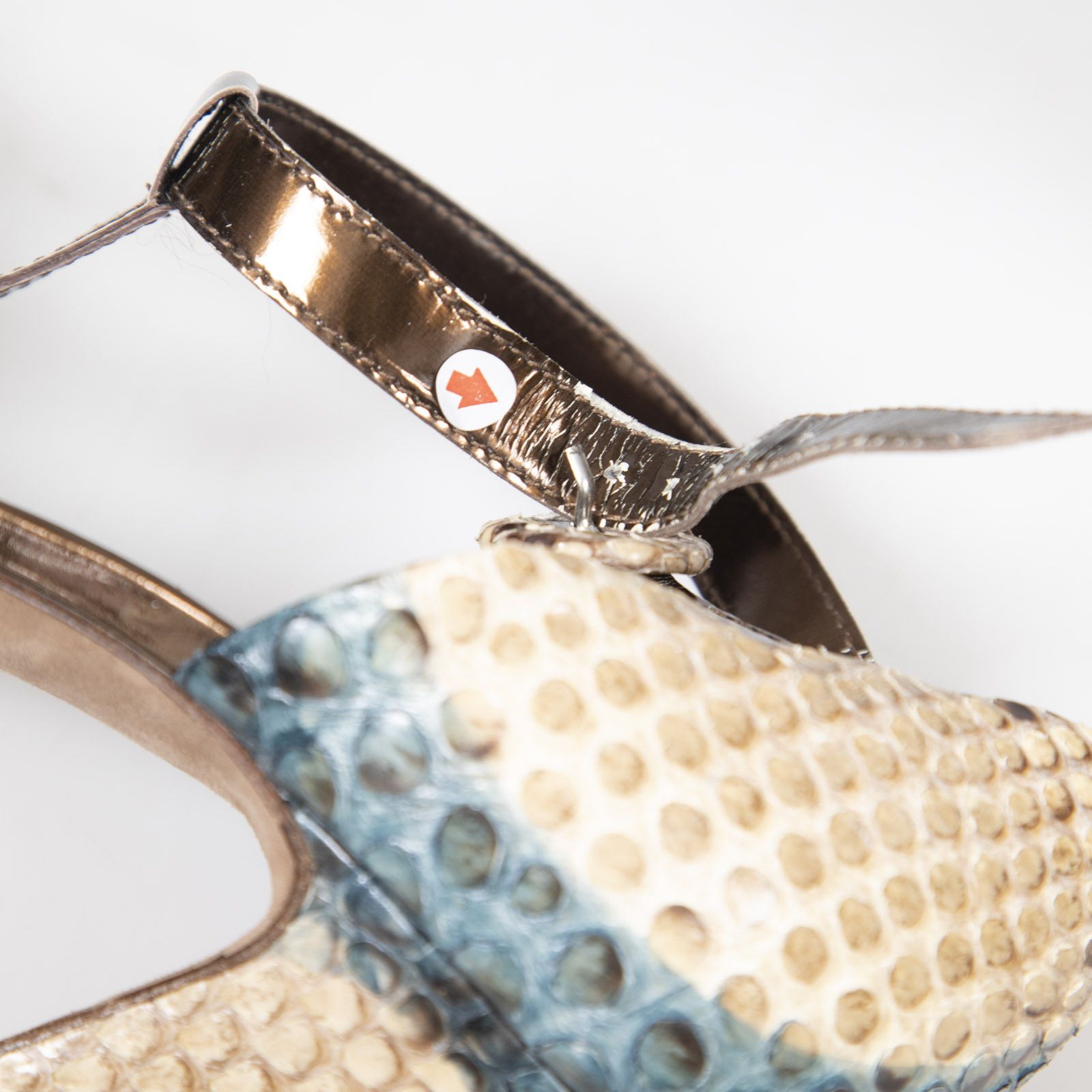 Anya Hindmarch Python Leather T-Strap Heels Size US 10 / IT 40 - 9 Thumbnail