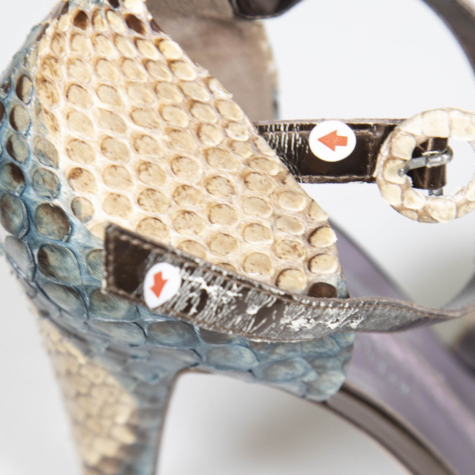 Anya Hindmarch Python Leather T-Strap Heels Size US 10 / IT 40 - 10 Thumbnail