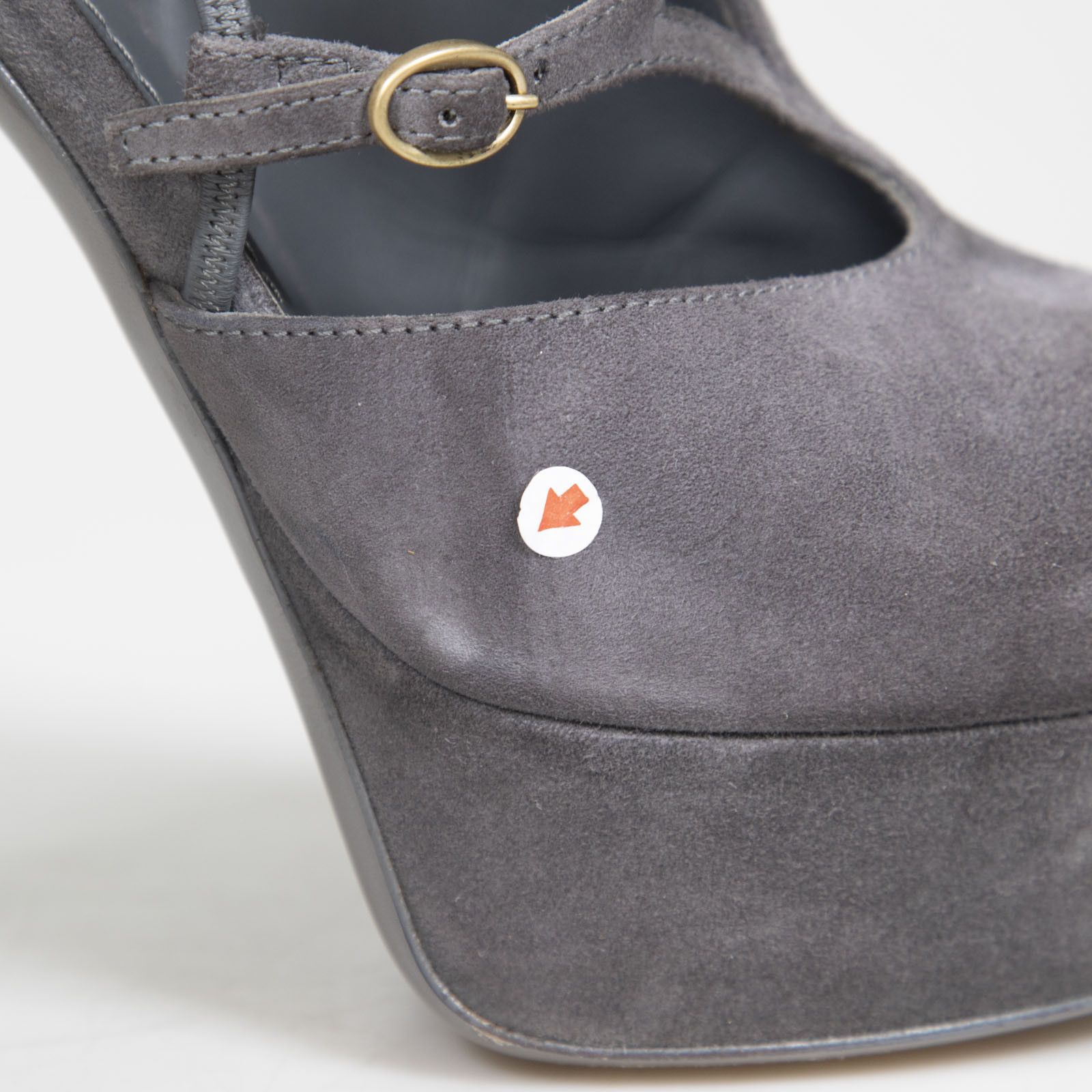 Saint Laurent Paris Grey Suede Palais 105 Double Strap Heels Size US 10.5 / IT 40.5 - 16 Thumbnail
