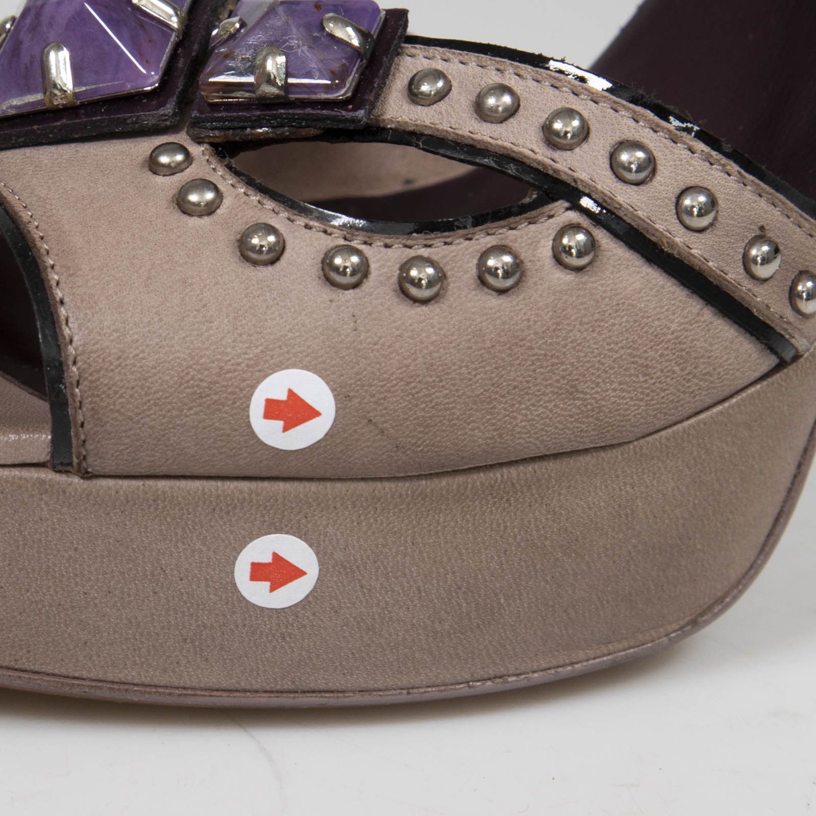Miu Miu Mauve Leather Embellished Sandals Size US 10 / IT 40 - 9 Thumbnail