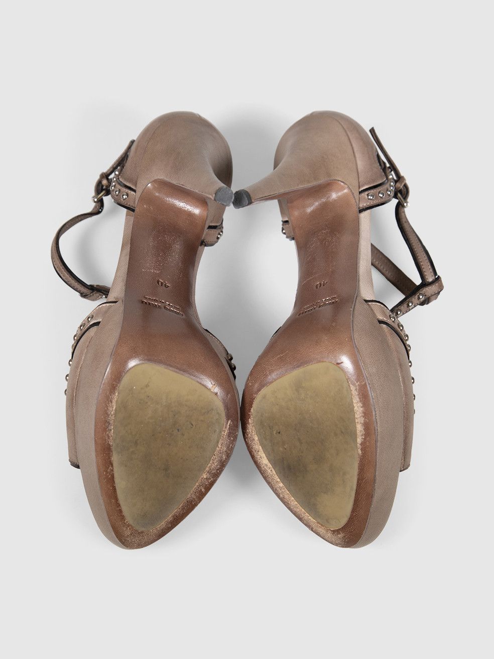 Miu Miu Mauve Leather Embellished Sandals Size US 10 / IT 40 - 5 Thumbnail