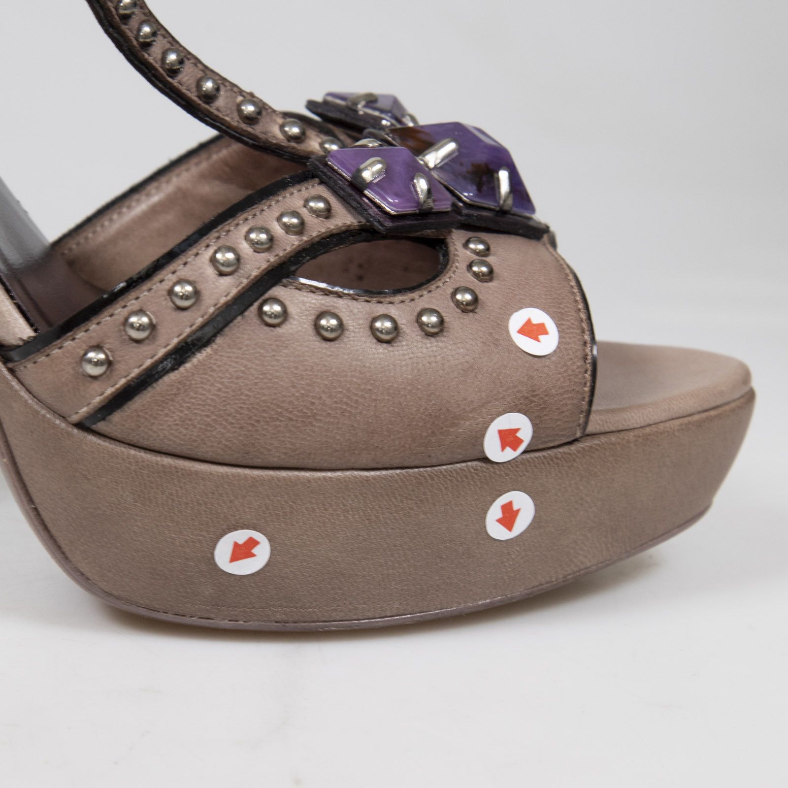 Miu Miu Mauve Leather Embellished Sandals Size US 10 / IT 40 - 11 Thumbnail