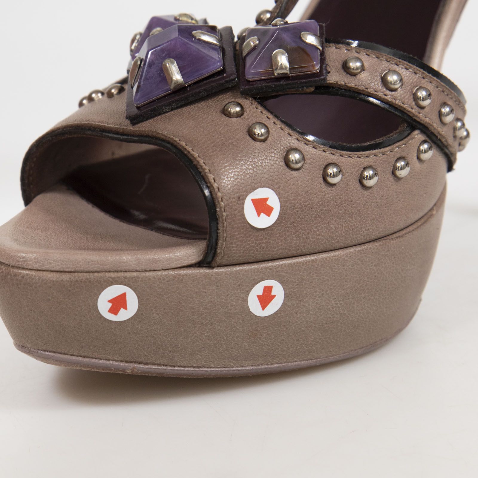 Miu Miu Mauve Leather Embellished Sandals Size US 10 / IT 40 - 14 Thumbnail