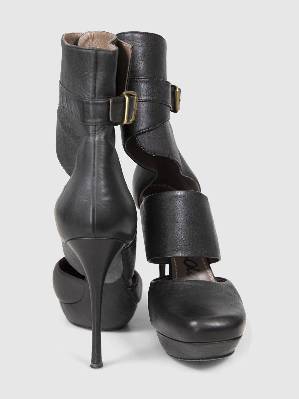 Lanvin Black Leather Cutout Ankle Boots Size US 9 / IT 39 - 4 Thumbnail