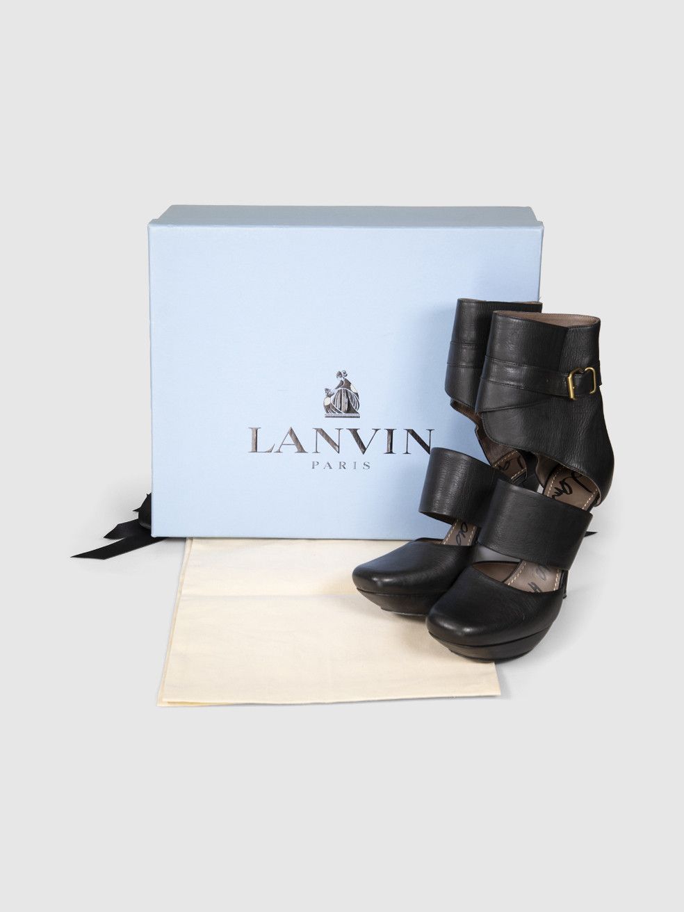 Lanvin Black Leather Cutout Ankle Boots Size US 9 / IT 39 - 3 Thumbnail