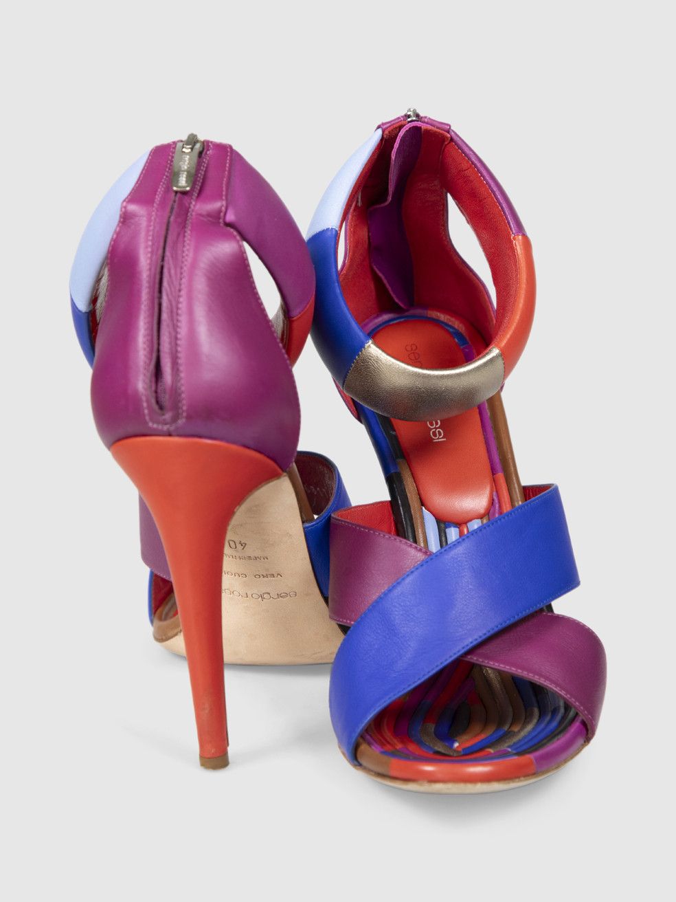 Sergio Rossi Cross Strap Leather Heeled Sandals Size US 10 / IT 40 - 4 Thumbnail