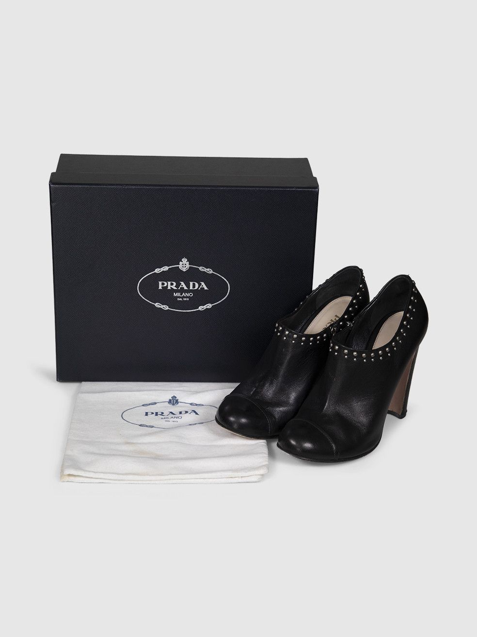 Prada Black Leather Studded Ankle Boots Size US 10.5 / IT 40.5 - 3 Thumbnail