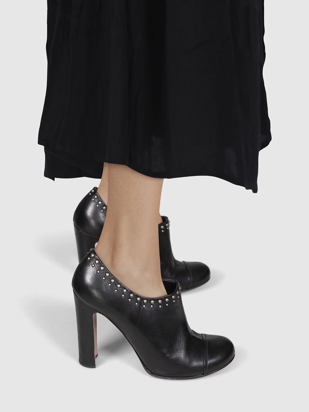 Prada Black Leather Studded Ankle Boots Size US 10.5 / IT 40.5 - 2 Thumbnail