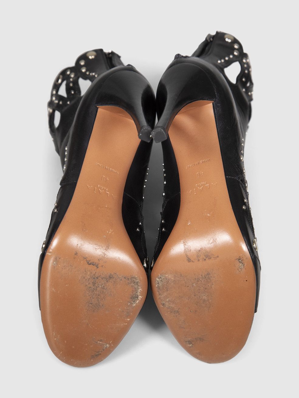 Alaia Black Leather Cut Out Studded Heels Size US 10 / IT 40 - 5 Thumbnail