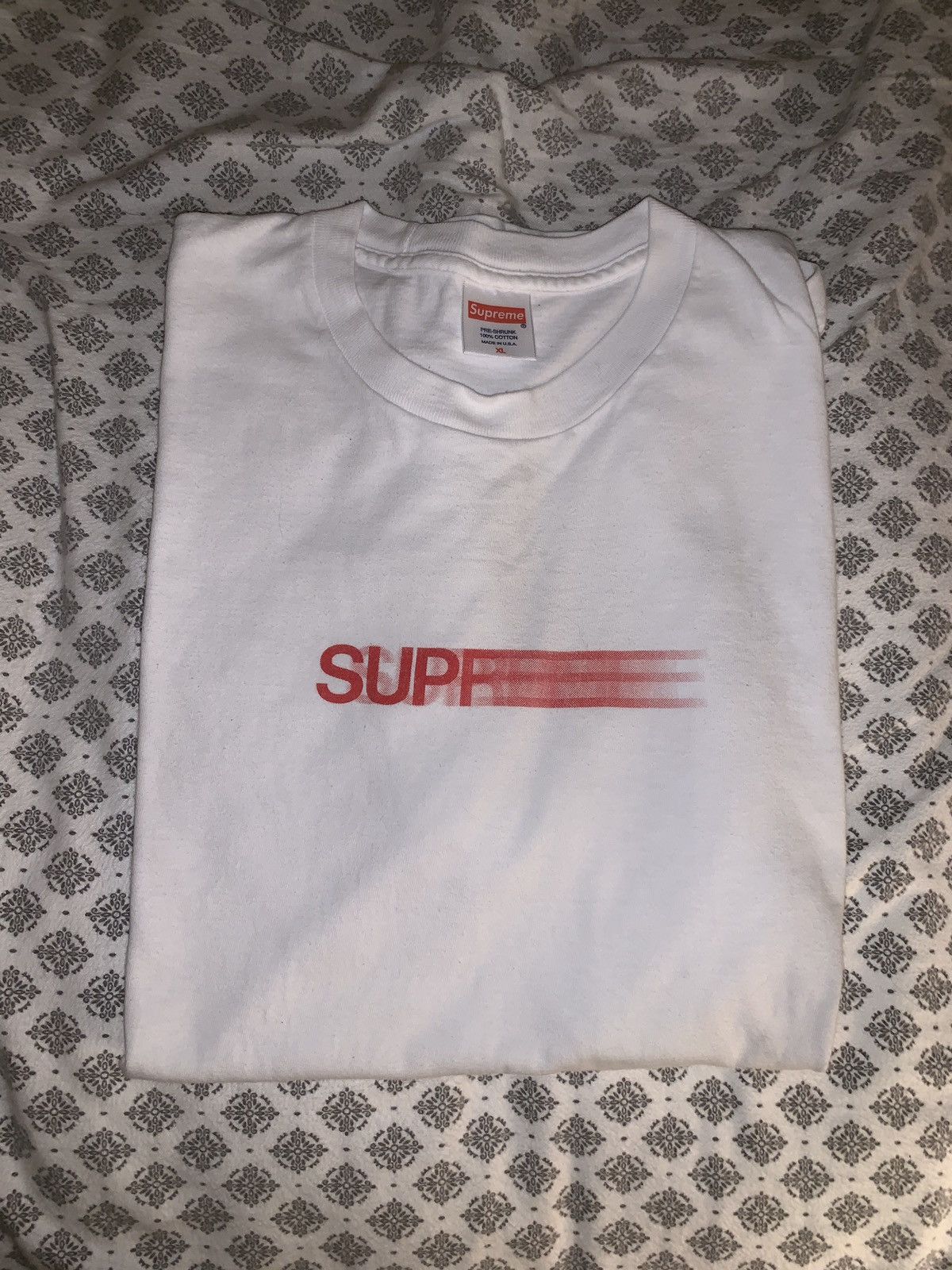 image of Supreme Motion Logo Tee - White / Red, Men's (Size XL)