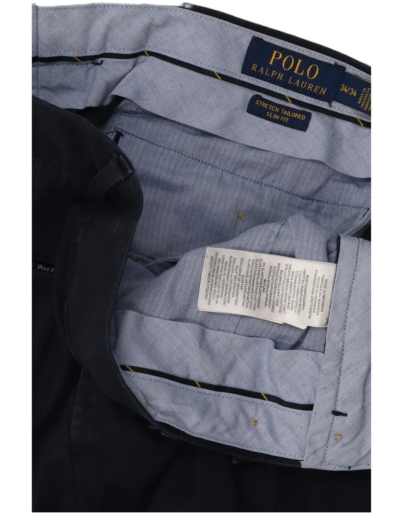 Polo Ralph Lauren Mens Tailored Fit Suit Trousers W34 L34 Navy Blue Size 34R - 4 Thumbnail