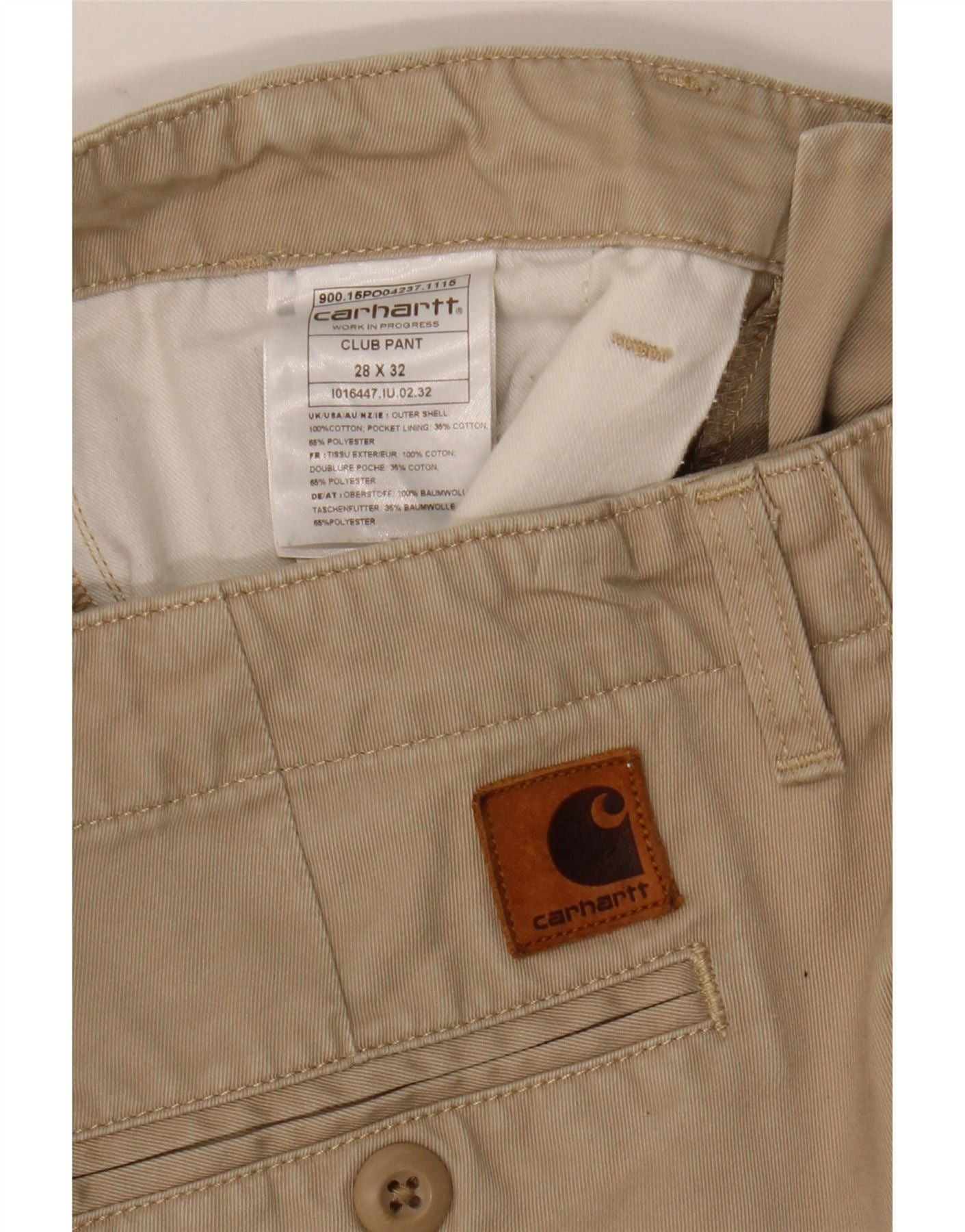 Carhartt Womens Slim Chino Trousers W28 L32 Beige Cotton Size 24" / US 00 / IT 34 - 4 Thumbnail