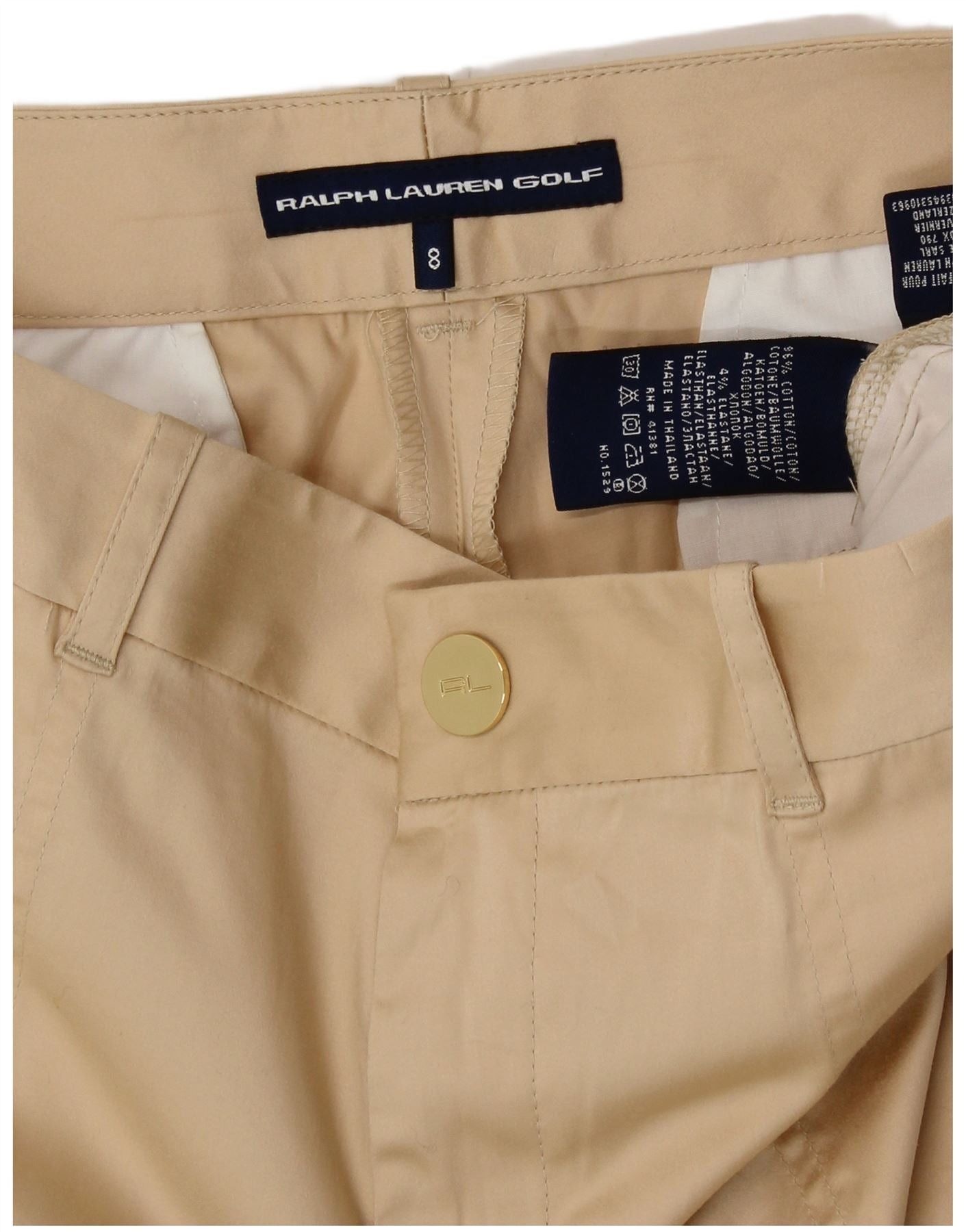 Ralph Lauren Womens Golf Capri Trousers US 8 Medium W30 L21 Beige Cotton Size 27" / US 4 / IT 40 - 4 Thumbnail
