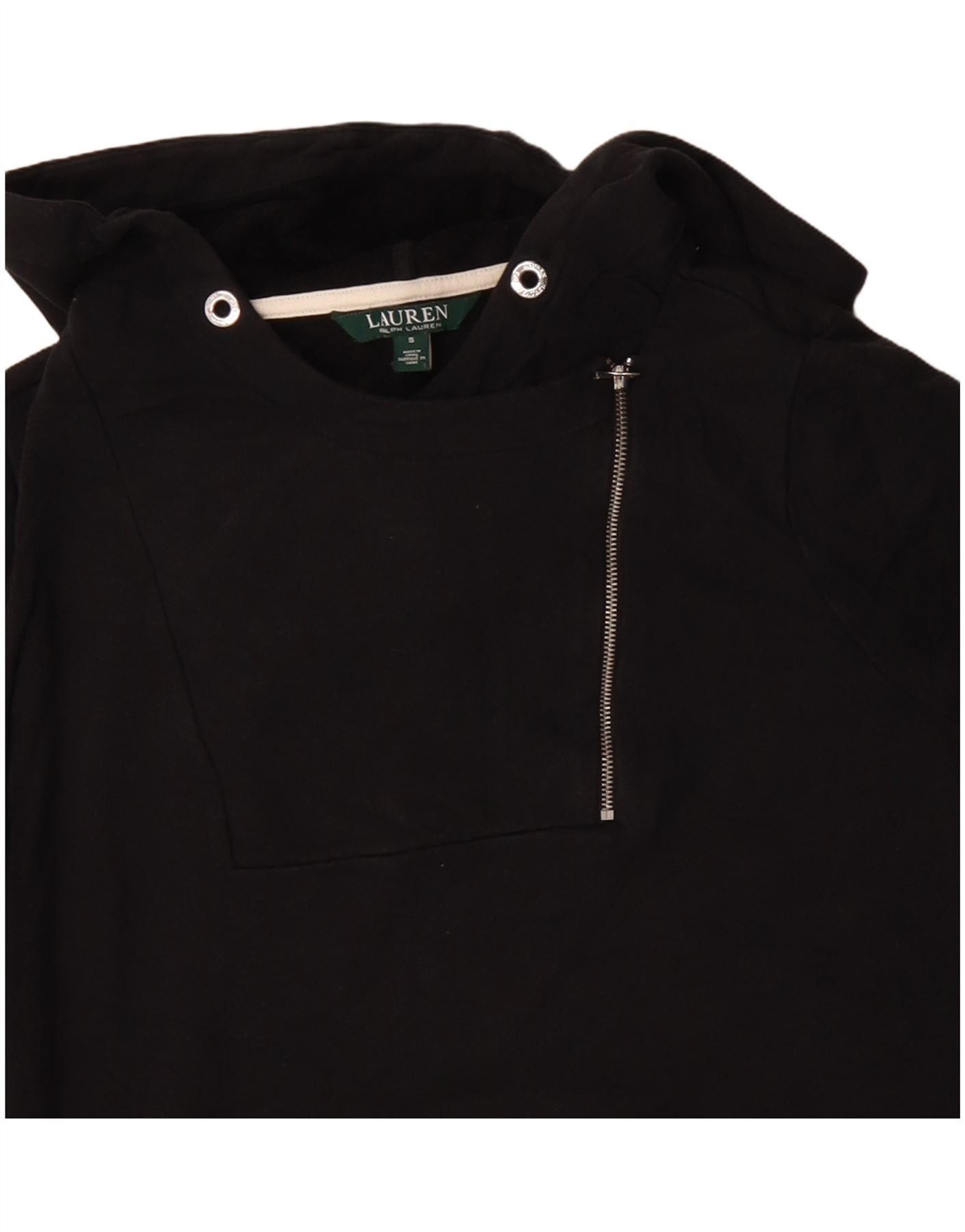 Ralph Lauren Womens Overd Zip Neck Hoodie Jumper UK 10 Small Black Size ONE SIZE - 3 Thumbnail