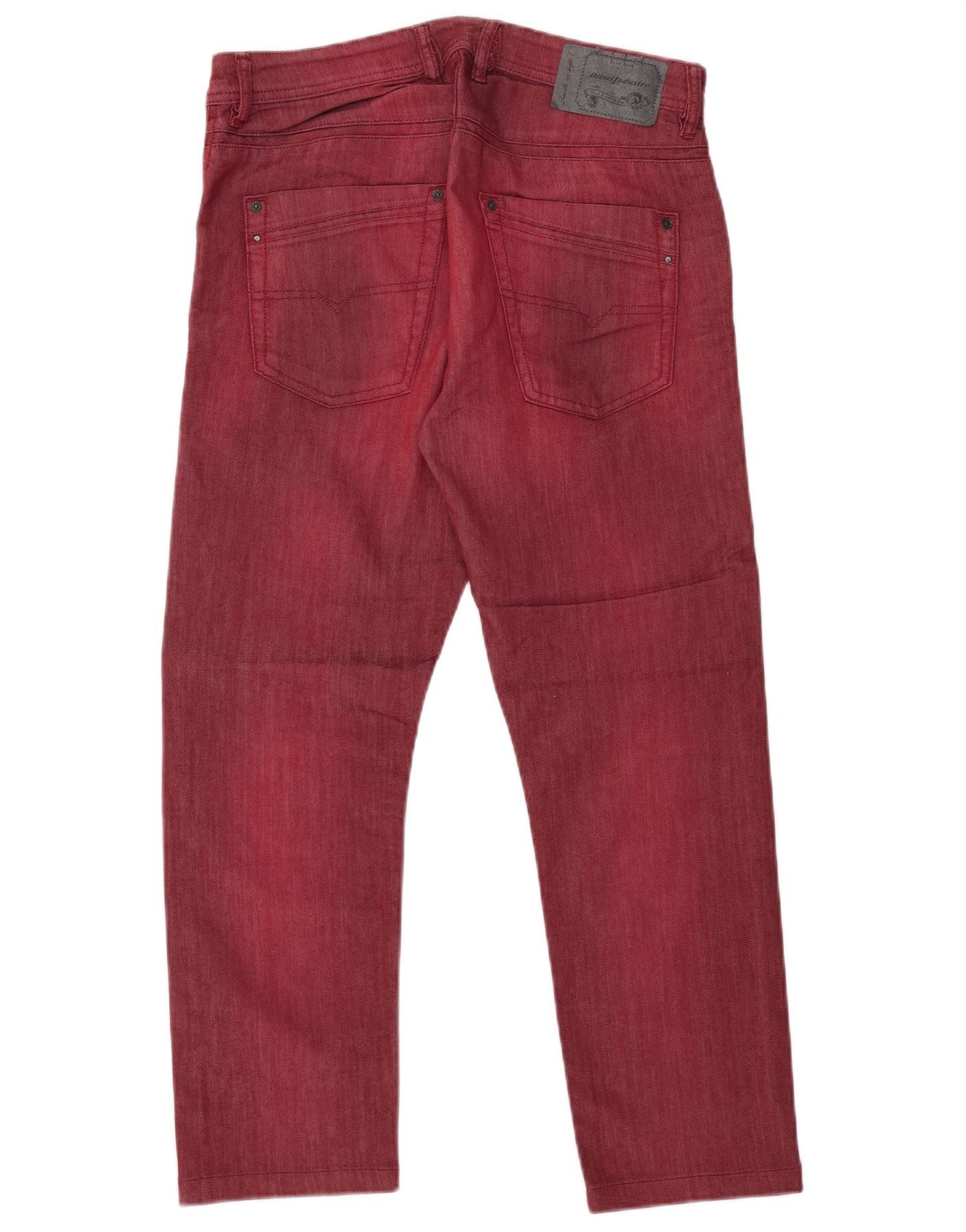Diesel Mens Krayver Slim Carrot Straight Jeans W31 L27 Burgundy Cot Size US 31 - 2 Thumbnail