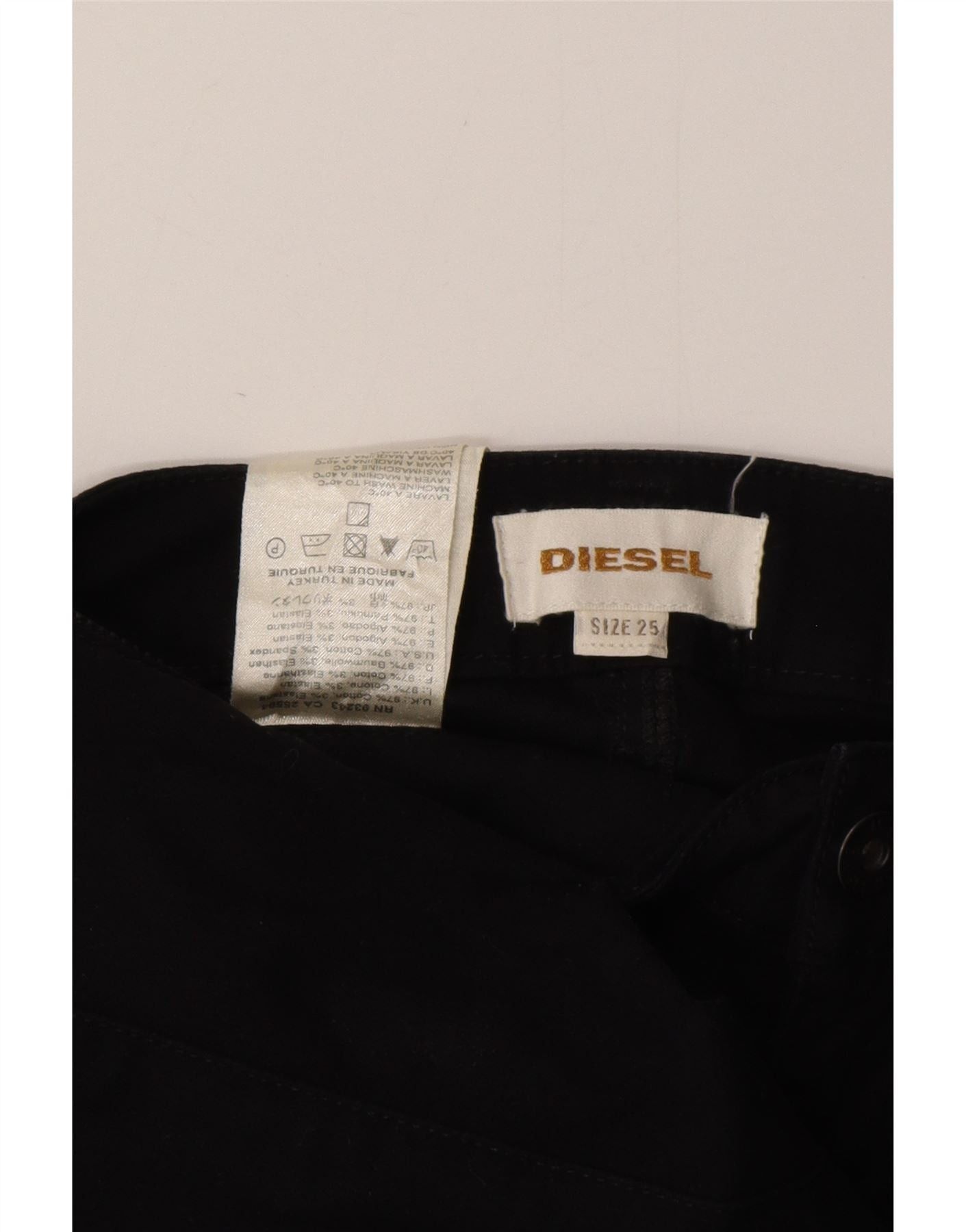 Diesel Womens Skinny Casual Trousers W25 L26 Black Cotton Size 26" / US 2 / IT 38 - 3 Thumbnail