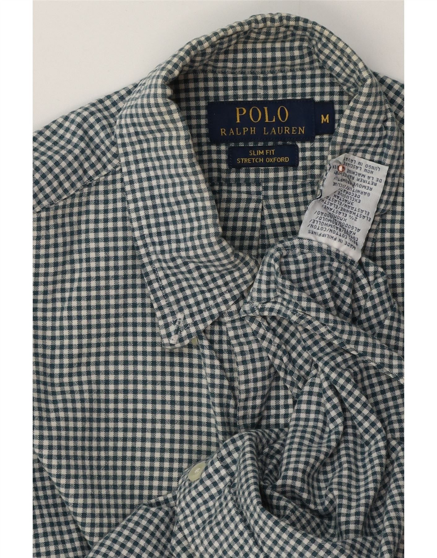 Polo Ralph Lauren Mens Stretch Oxford Flannel Shirt Medium Blue Gingham Size US M / EU 48-50 / 2 - 3 Thumbnail