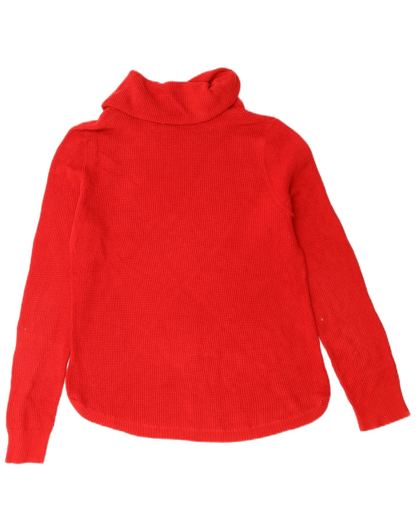 Ralph Lauren Womens Roll Neck Jumper Sweater UK 14 Medium Red Cotton Size S / US 4 / IT 40 - 2 Thumbnail