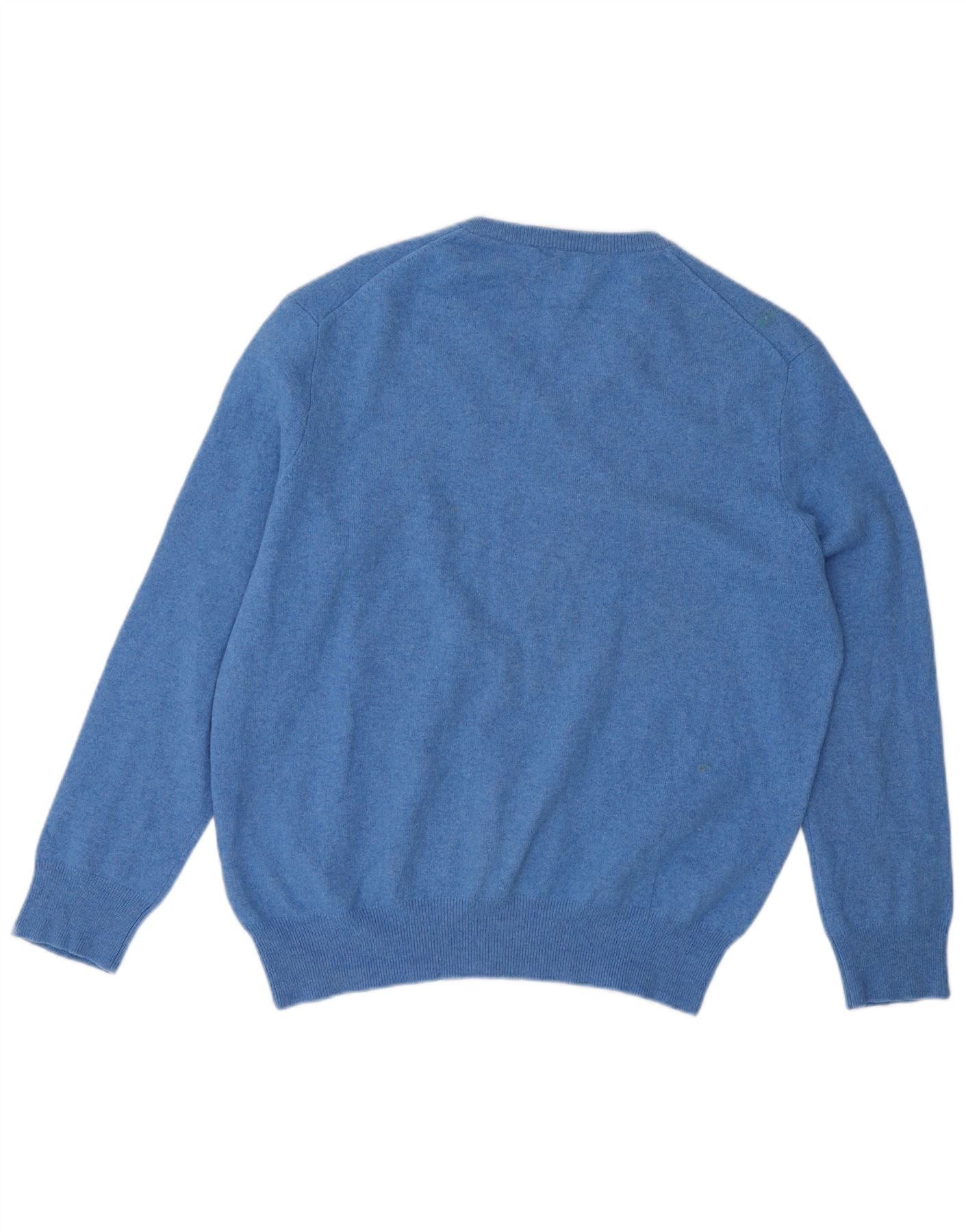 Polo Ralph Lauren Womens V-Neck Jumper Sweater UK 18 XL Blue Merino Wool Size M / US 6-8 / IT 42-44 - 2 Thumbnail
